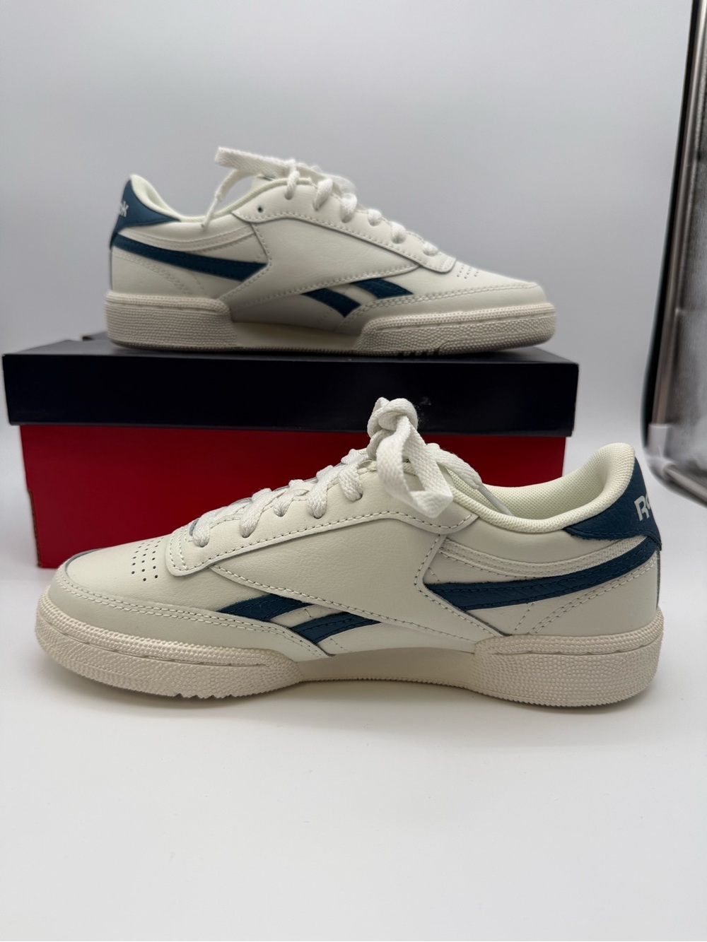 Reebok Men's White and Navy Club C Sneakers